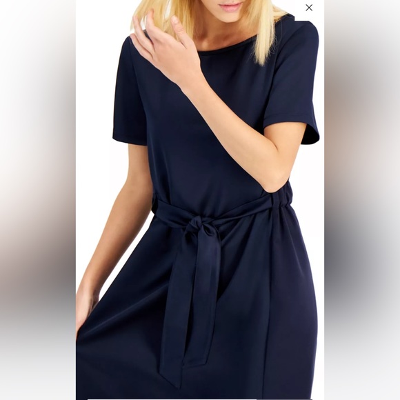 SOLD!on eBay Weekend MaxMara Label-cut Giro Belted Jersey &Satin Midi Dress - Picture 7 of 17